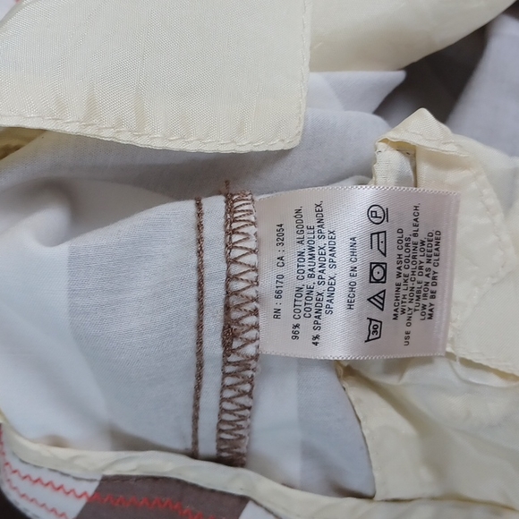 Woman's Cartonnier Capris, Brown/White Stripe, Cotton/Spandex,  Size 8 - Picture 6 of 7